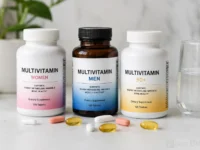 Potes de multivitamínicos para diversos públicos.