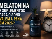 Embalagem de Melatonina e Relógio ao fundo.